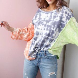 Free People Chasing the Sun Oversize Tie Dye Top S